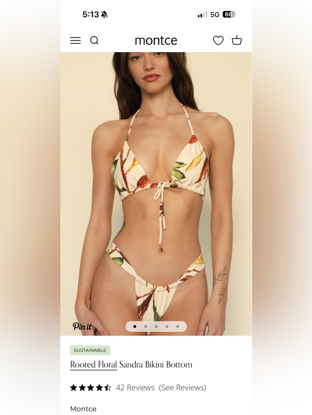 Montce swim rooted floral Sandra bikini bottom